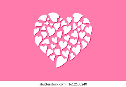 Valentine's day concept group of mini heart on pink background vector illustration