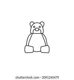 valentine's day concept. hand drawn doodle outline element for valentine's day. teddy bear. isolated vector illustration on white background