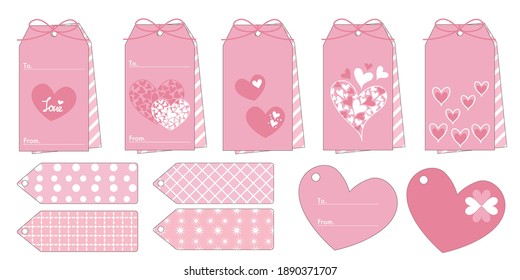 Valentine's day concept. Heart decoration label illustration. Decorative tags for Valentine. Vector illustration