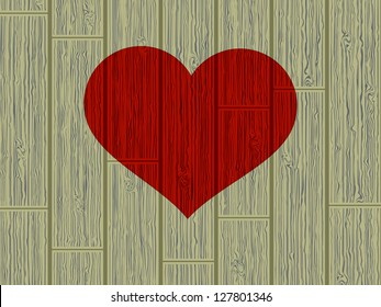 Valentine's day concept heart on wood. And also includes EPS 8 vector