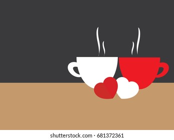 Valentine's day concept with hearts and cups.vector