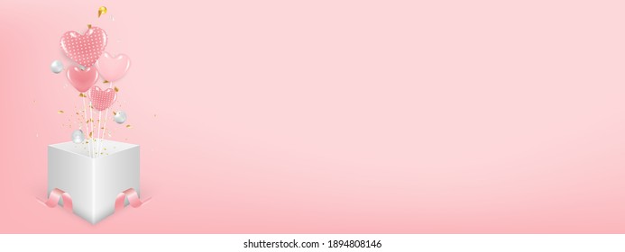 Valentine's day concept with hearts on with copy space can put your text on. Use for greeting card or banner template as design background. 