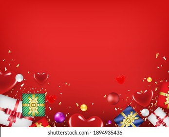 Valentine's day concept with hearts on with copy space can put your text on. Use for greeting card or banner template as design background. 