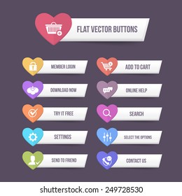 Valentine's Day Concept Hearts Style Web Buttons Set