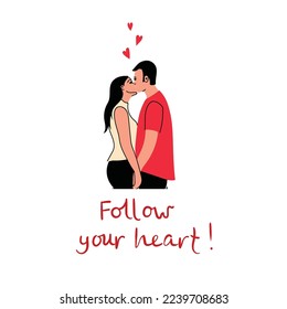 Valentines day concept, icon set of couples in love over white background, colorful minimalistic simple design, vector illustration