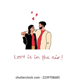 Valentines day concept, icon set of couples in love over white background, colorful minimalistic simple design, vector illustration