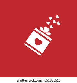 Valentine's day concept illustration with gift box and heart symbol.