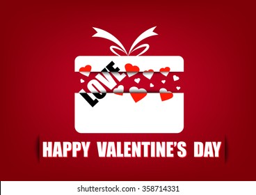 Valentine's day concept illustration with gift box. vector illustration