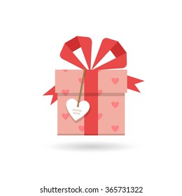 Valentine's day concept illustration or icons with gift box and heart symbol. For advertising and promotion. Eps10, vector. Flat
