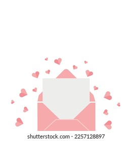 Valentine's Day concept. Illustration of pink letter with coral background.	
