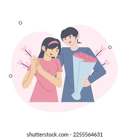 Valentines Day concept isolated person situations. Collection of scenes with people celebrating romantic holiday, couples on date, love relationship. Mega set. Vector illustration in flat design	