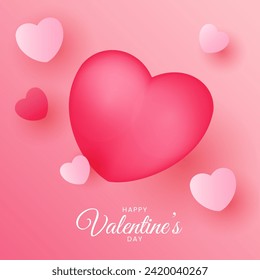 Valentine's day concept with many hearts on pink background