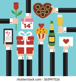 Valentines day concept modern flat design.Vector illustration