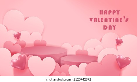 Valentine's Day Concept. Paper cut style heart shape.
