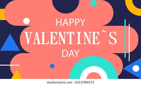 Valentine's day concept poster. Geometric background. Cute love banner or greeting card.