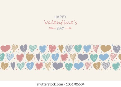 Valentine's Day - concept of poster with hand drawn hearts. Vector.