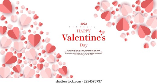 Valentine's day concept poster. Red and pink 3D paper heart with frame border.
cute greeting card
vector illustration