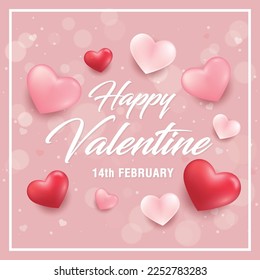 Valentine's day concept posters set. Vector illustration. red and pink paper hearts with frame on geometric background. Cute love sale banners or greeting cards