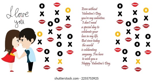 Valentine's day concept posters set. Vector illustration.  Cute love couple with text .Greeting cards