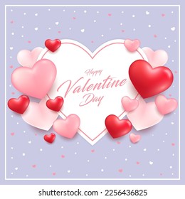 Valentine's day concept posters set. Vector illustration. red and pink paper hearts with frame on geometric background. Cute love sale banners or greeting cards. love romantic happy graphic design