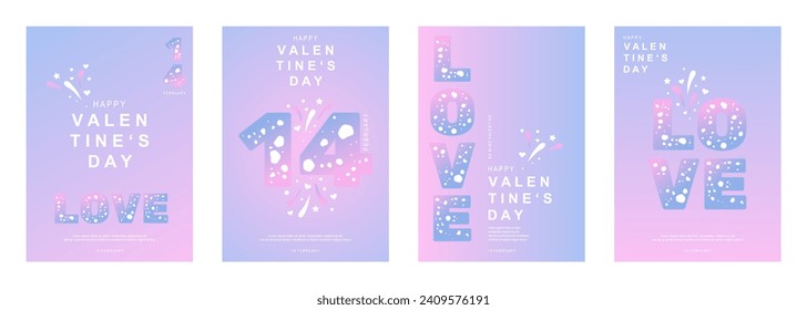 Afiches conceptuales del día de San Valentín. Cartas de saludo de celebración romántica. Carteles de amor o tarjetas de felicitación. Feliz vector de diseño valentino.