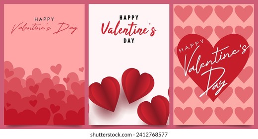 Valentine's day concept posters set. Cute hearts love vector illustration. for card, banner, poster