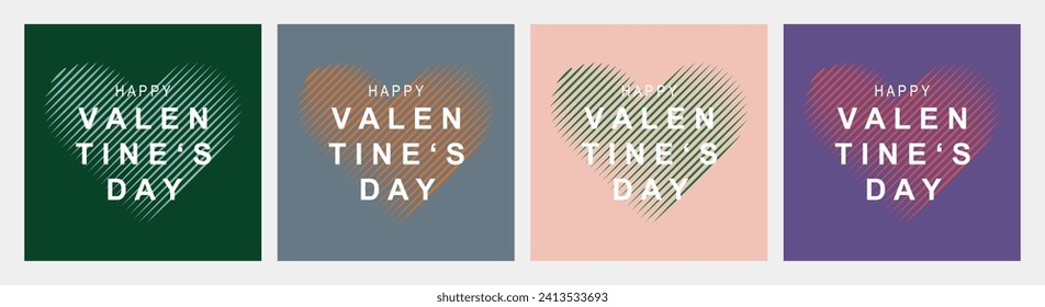 Valentine's day concept posters set. Romantic event celebration greeting cards. Cute love banners or greeting cards.Trendy colors. Happy valentine design vector.