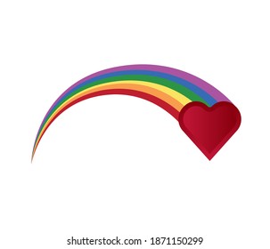 Valentine's day concept with rainbow heart isolated on background. Template for Valentine's day, invitation, party, greeting card, web.
