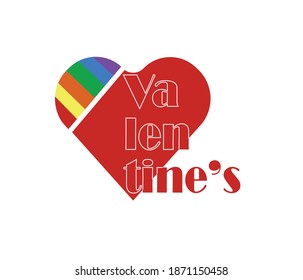 Valentine's day concept with rainbow heart isolated on background. Template for Valentine's day, invitation, party, greeting card, web.
