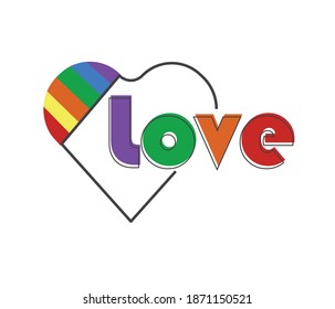 Valentine's day concept with rainbow heart isolated on background. Template for Valentine's day, invitation, party, greeting card, web.
