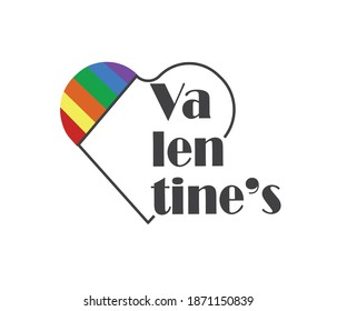 Valentine's day concept with rainbow heart isolated on background. Template for Valentine's day, invitation, party, greeting card, web.
