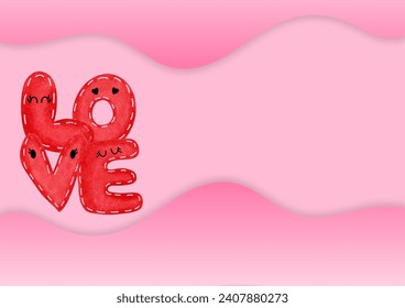 Valentine's day concept. Red alphabet or letter of love on pink background.