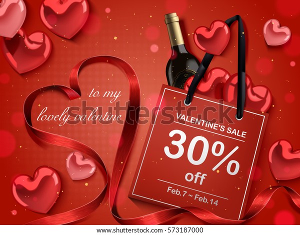 Valentines Day Concept Red Paper Bag Stock Vector Royalty Free