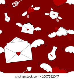 Valentine's day concept for seamless background or pattern. Vector illustration design for wallpaper, fabric printing, book cover, gift wrapping paper.