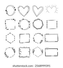 Valentine's day concept. Set of frames perfect for lettering, greetings, invitation.