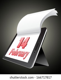 Valentine's Day Concept. Tablet PC 