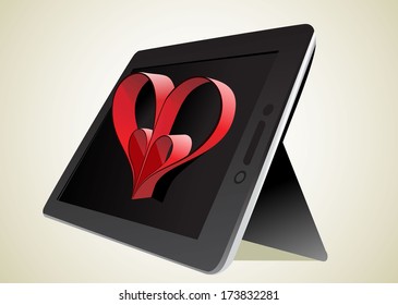 Valentine's Day Concept. Tablet PC 