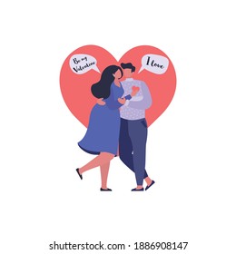 Valentine's day  concept with tiny character. Love and gifts, ring, bouquet of flowers.  Vector illustration Can use for web banner or landing page idea