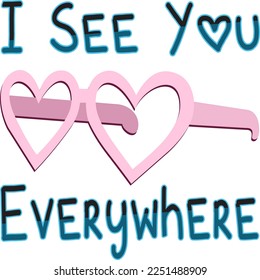 Valentine's Day Concept Vector Design, Loving Text with Heart Shaped Glasses.