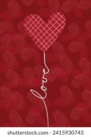 Valentine's day concept . Vector illustration. Flat red and pink paper hearts. Cute love sale banners or greeting cards