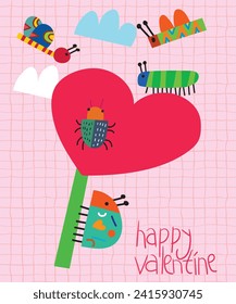 Valentine's day concept . Vector illustration. Flat red and pink paper hearts. Cute love sale banners or greeting cards