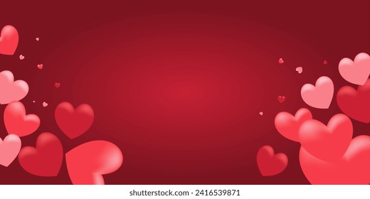 Valentine's Day concept. Vector illustration. Banner with red and pink hearts.
