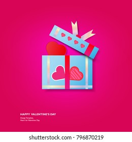 Valentine's day concept with Vector Illustration of Gift Boxes.