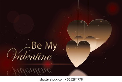 Valentine's Day concept,Be My Valentine,two hearts that are reflected in each other.Vector illustration.