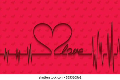 Valentine's Day concept,cardiogram when you love occupy.Vector illustration.