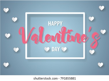 Valentine's day concept.love Invitation card abstract background with text valentine day.Vector illustration.Paper and craft art