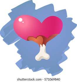 Valentines Day conceptual symbol. Heart and bones sign like eskimo pie. Vector illustration EPS 8