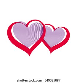 Valentines day conceptual vector art illustration, ? two loving hearts together. Love theme romantic element, beautiful valentine.