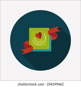 Valentine's Day condom flat icon with long shadow,eps10 