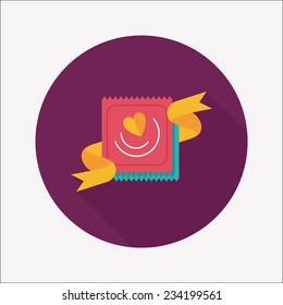 Valentine's Day condom flat icon with long shadow,eps10 